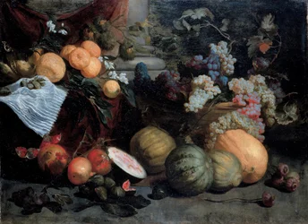 Natura morta con frutta e verdura